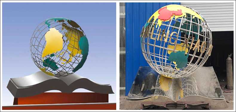 不銹鋼地球，景觀地球雕塑，學(xué)校地球儀擺件